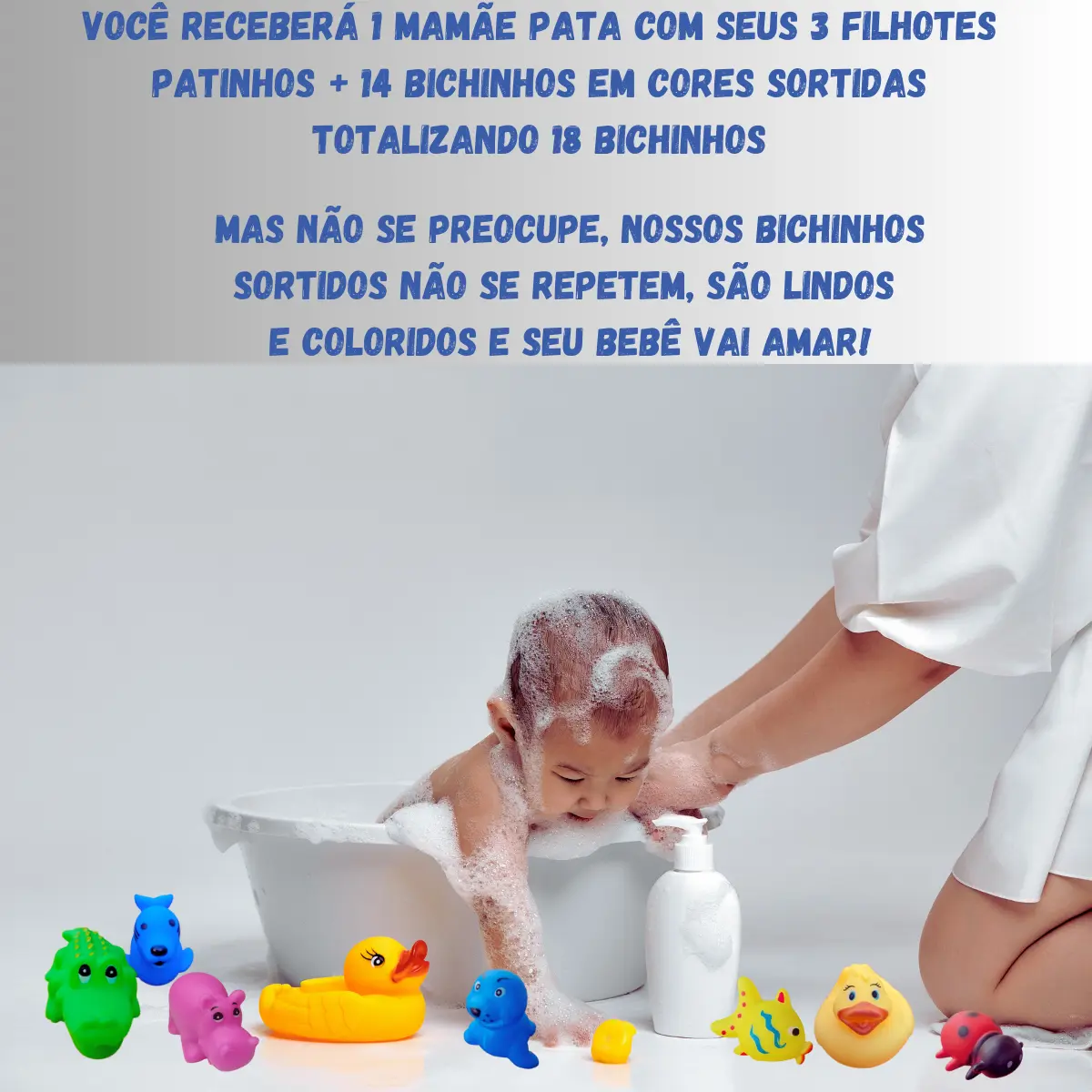 18 Brinquedos Banho Divertido Bebê Bichinhos De Vinil Macio - Imagem 2