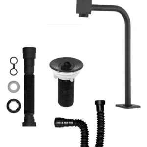 Kit Banheiro Torneira Metal Cuba 90° + Válvula Lav + Sifão
