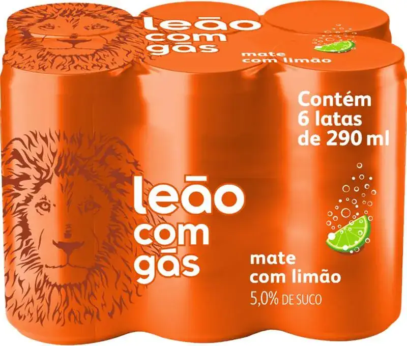 Kit 6 Chá Mate Leão Com Gás Sabor Limão Gelado 290ml Cada - Imagem 3