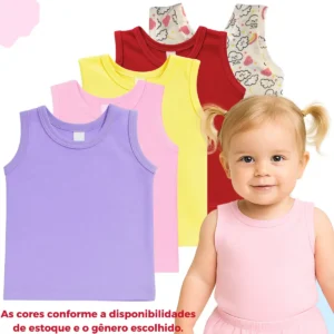 Kit 5 Regatas Camisetas Bebê Pijama Menino Menina