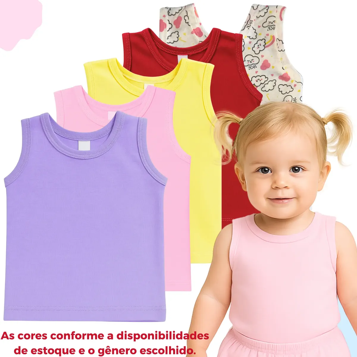 Kit 5 Regatas Camisetas Bebê Pijama Menino Menina
