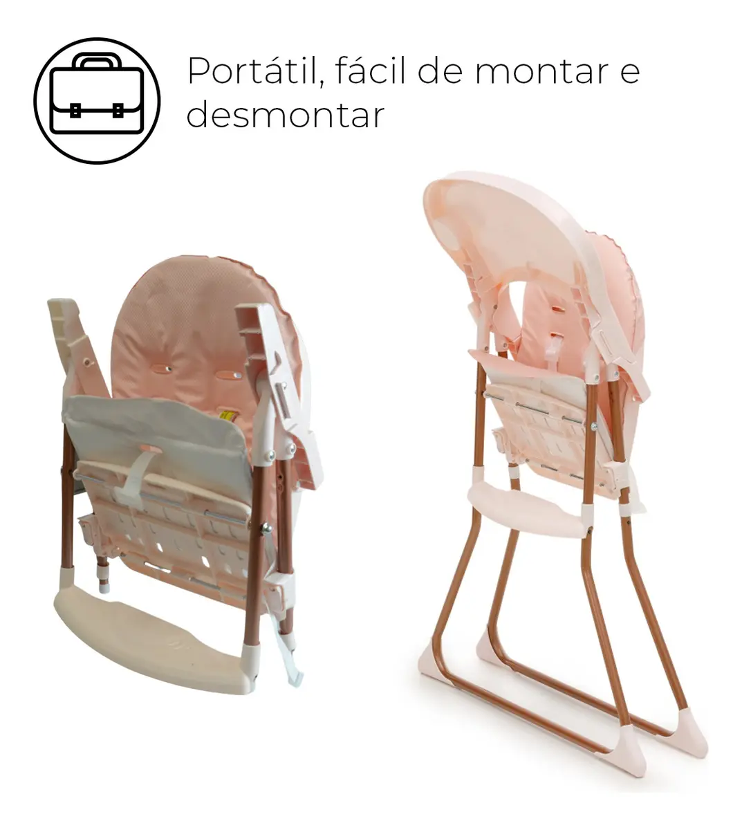 Cadeira alimentação menina rosa até 23kg compacta Galzerano cor rosa-claro - Imagem 2