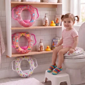 Assento Redutor Sanitário Infantil Menina Almofadado Anatômico Confortável Antiderrapante Higiênico Ajustável Universal Vaso Banheiro Treinamento Desfralde Seguro Bebê Criança Louis Riel Acústico