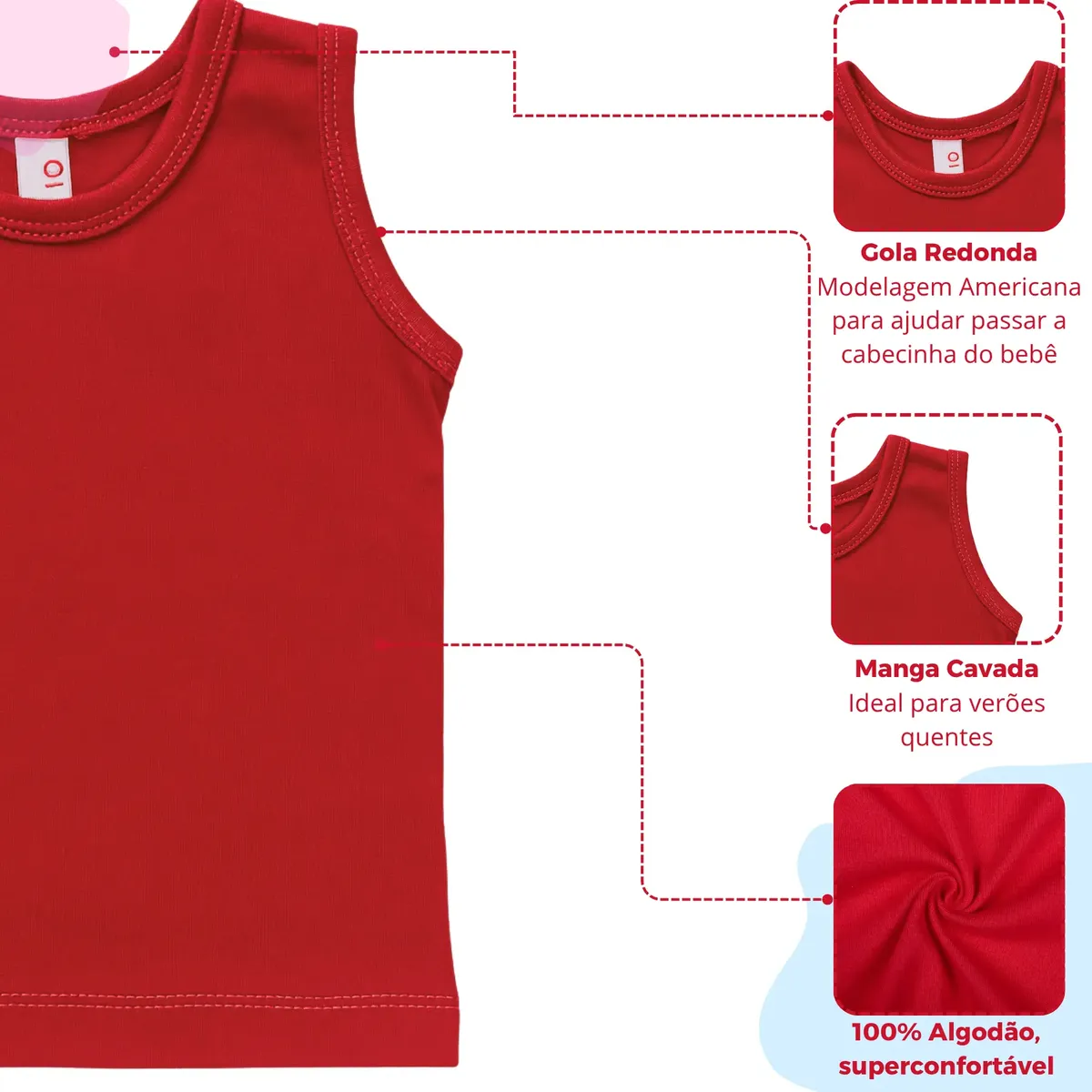 Kit 5 Regatas Camisetas Bebê Pijama Menino Menina - Imagem 3