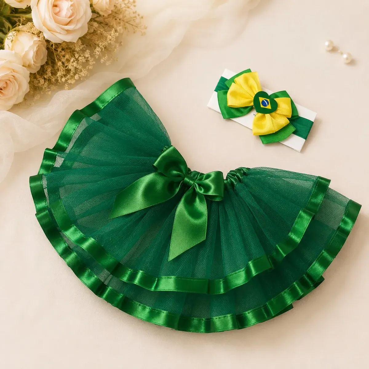 Kit Saia Tutu Luxo Infantil + Laço Festa Junina Mesversario - Imagem 3