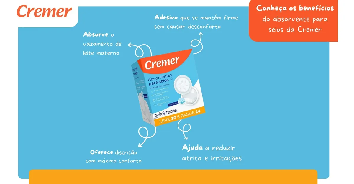 Kit 3cxs Absorvente P/ Seios Cremer 90 Unidades Descartáveis - Imagem 2