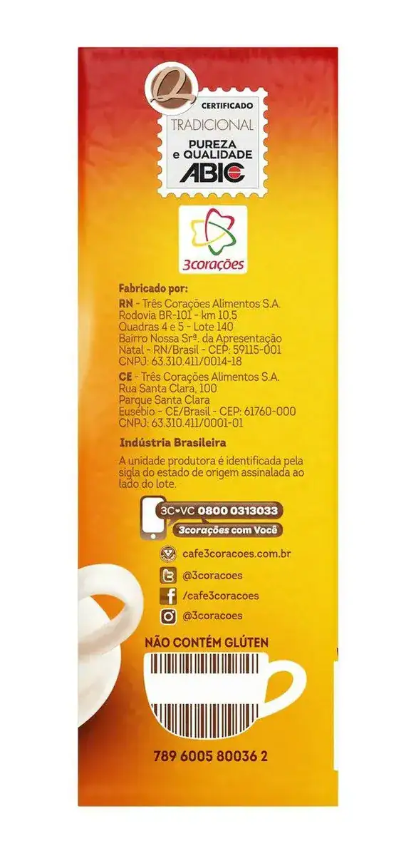 Café torrado e moído a vácuo tradicional 3 Corações pacote 250gr - Imagem 3