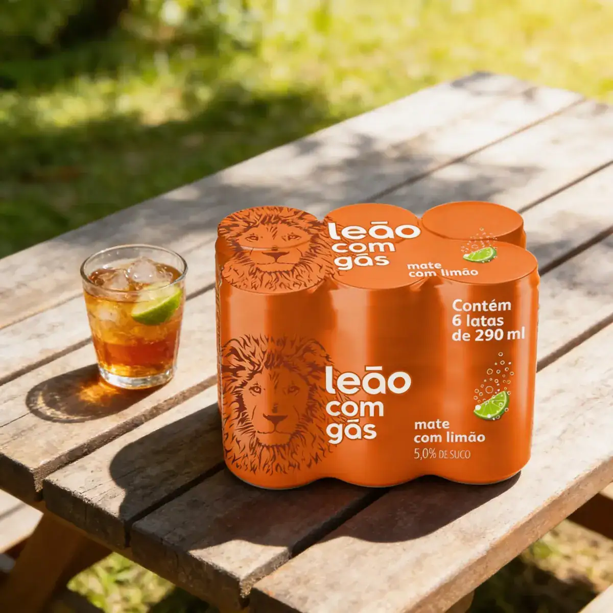 Kit 6 Chá Mate Leão Com Gás Sabor Limão Gelado 290ml Cada - Imagem 4