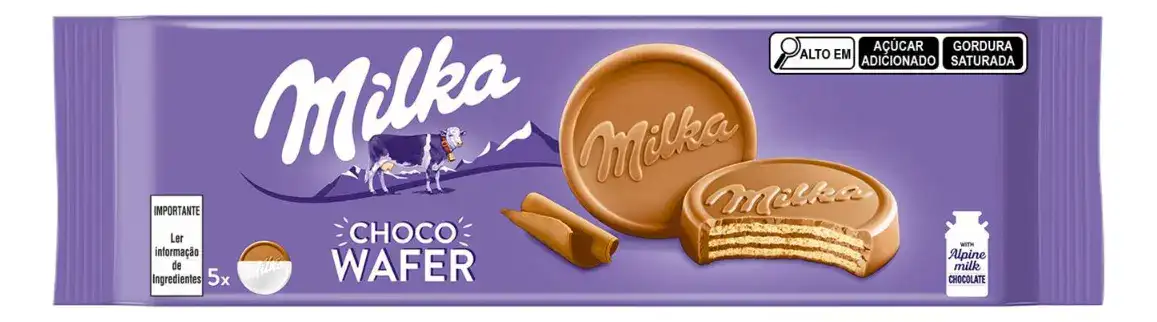 Biscoito, Wafers, Recheadas Milka Chocowafer de creme de cacau e chocolate ao leite 150 g