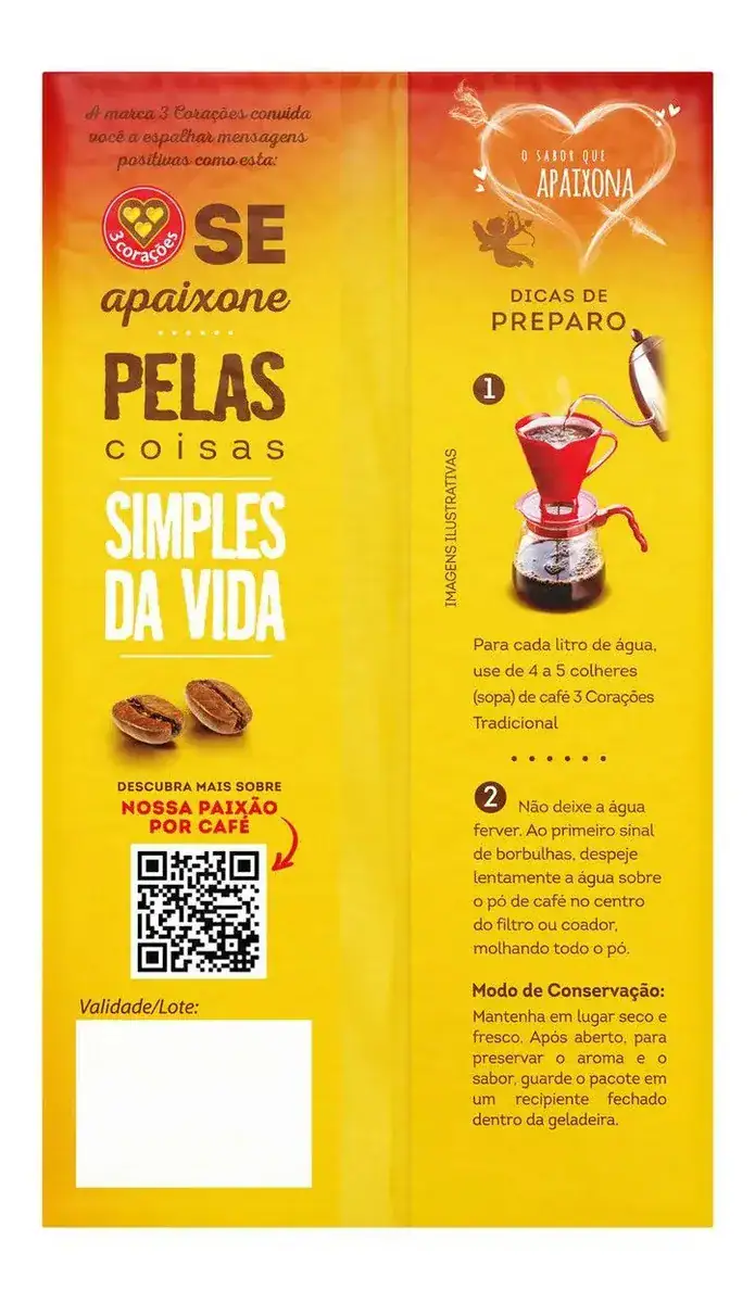 Café torrado e moído a vácuo tradicional 3 Corações pacote 250gr - Imagem 4