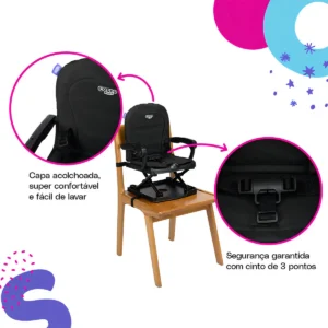 Cadeira de Refeição Portátil Cosco Kids, Pop, Preto