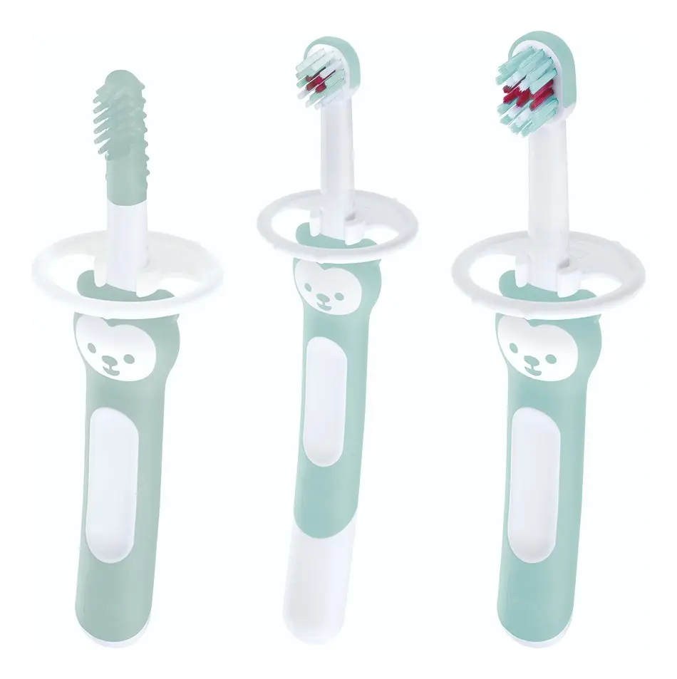 Kit 3 Escovas De Dente Infantil Para Bebê Mam Com Trava de Segurança, Cerdas Extramacias e Cabo Ergonômico