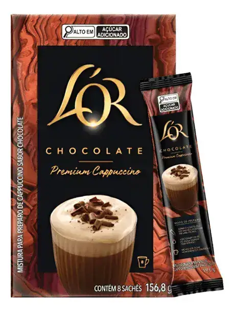 Cappuccino Solúvel Chocolate Premium L'or 156,8g Com 8 Sachês - Imagem 2