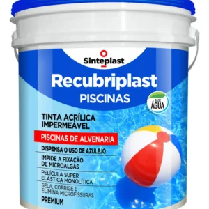 Tinta Piscina Impermeabilizante Azul Base Água Recubriplast 10L Acrílica Rendimento Elevado Alta Aderência Superfície Submersa Revestimento Alvenaria Resistente Cloro Sol Intempéries