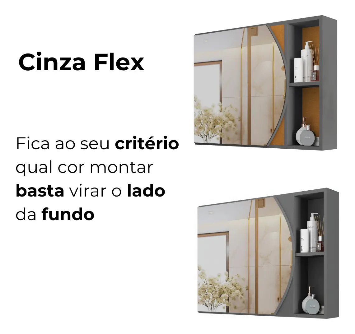 Armário De Banheiro Com Espelho E Prateleira Carolina Mobi Shop - Imagem 2
