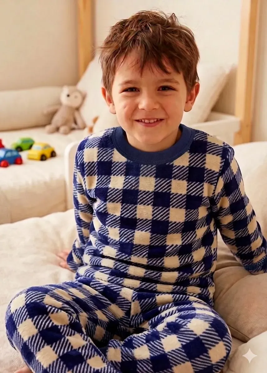 Conjunto Pijama Fleece Peluciado Bebê Infantil Menino P Ao 8 - Imagem 2