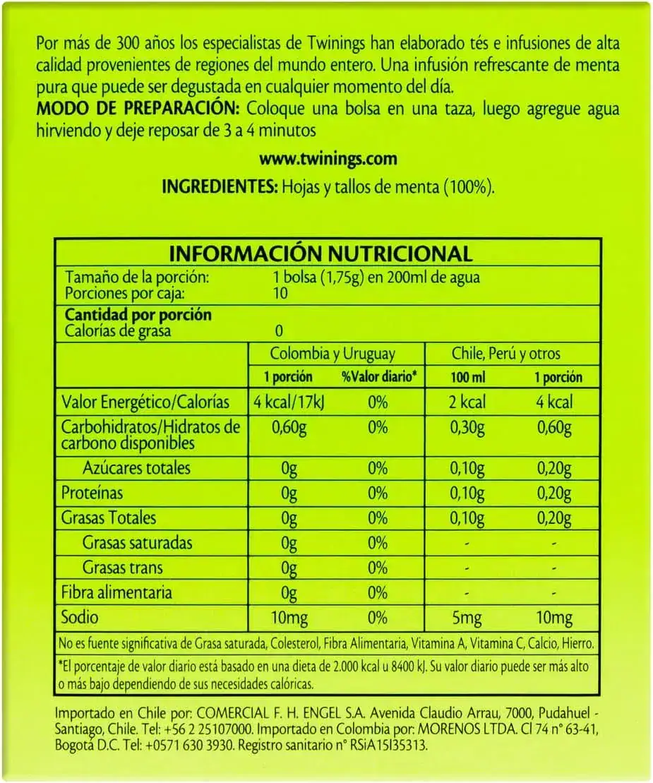 Chá Twinings de Hortelã 17,5g – Infusão herbal 10 Sachês - Imagem 3