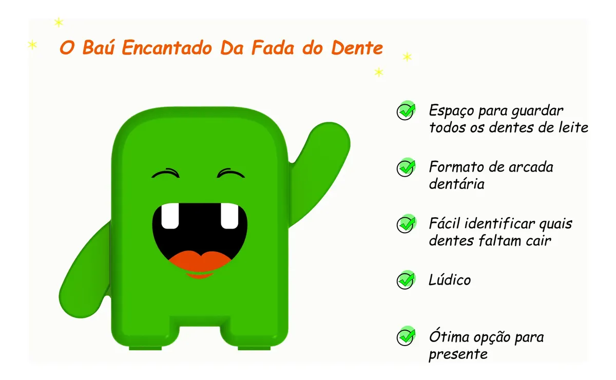 Porta Dentes Infantil Caixinha Dente De Leite Rosa Angie ®