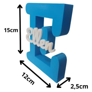 Enfeite Nome Personalizado Letra Inicial Infantil 3d 15x12