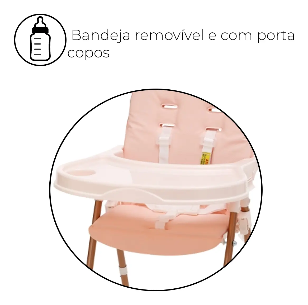 Cadeira alimentação menina rosa até 23kg compacta Galzerano cor rosa-claro - Imagem 3
