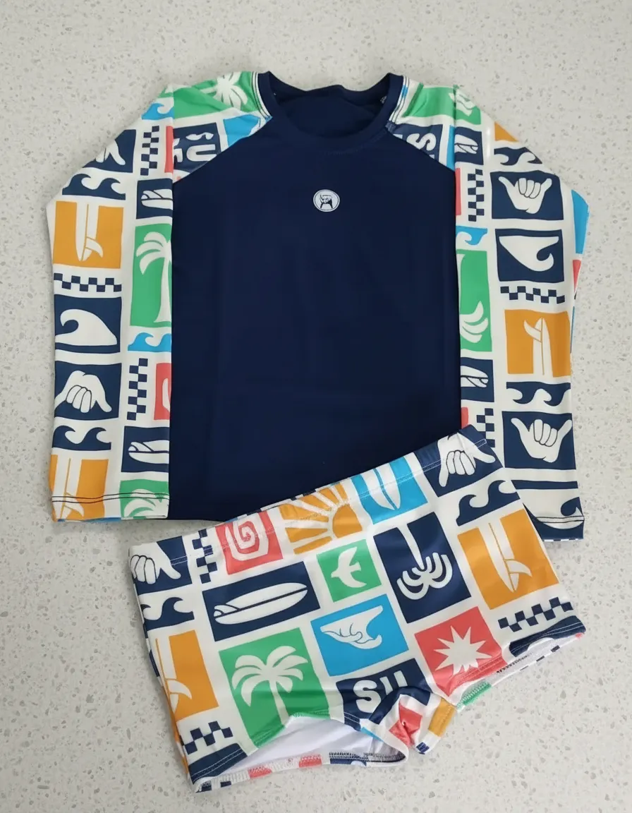 Sunga + Blusa Proteção Solar Fps Uv50 Roupa Banho Juvenil - Imagem 5