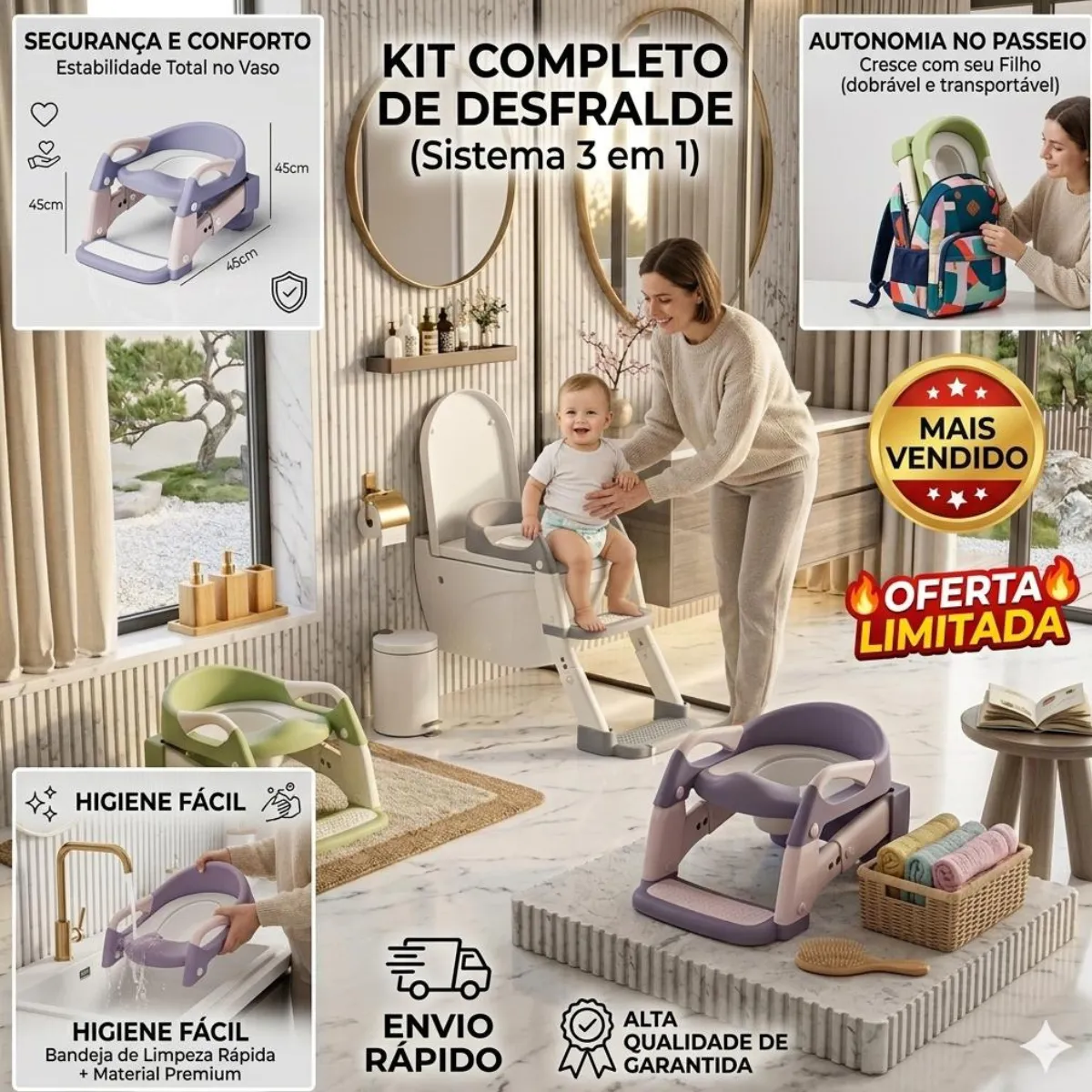 Privadinha Penico Troninho Assento Redutor Escada Bebê Portá - Imagem 2