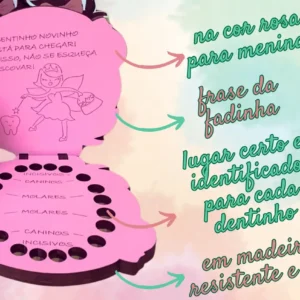 Porta Dente De Leite Fada Madeira Caixa Dentinho Infantil