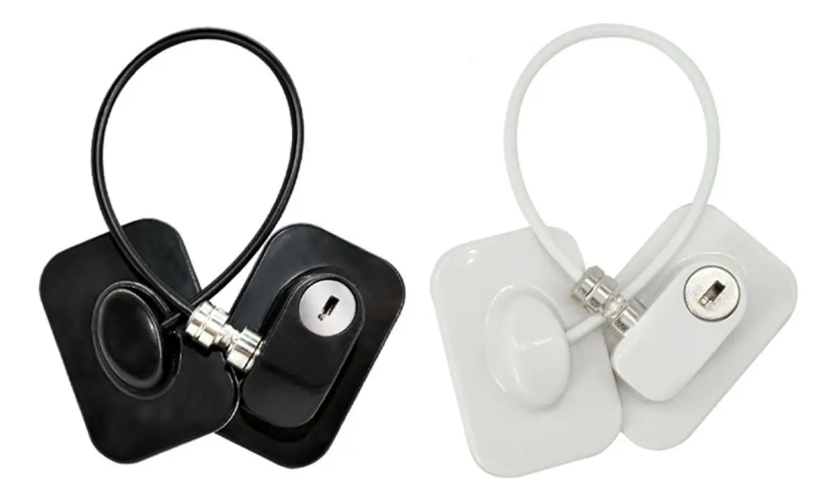 2 Trava Tranca Cadeado P/ Geladeira Armário Guarda Roupa Kit Cor Preto E Branco