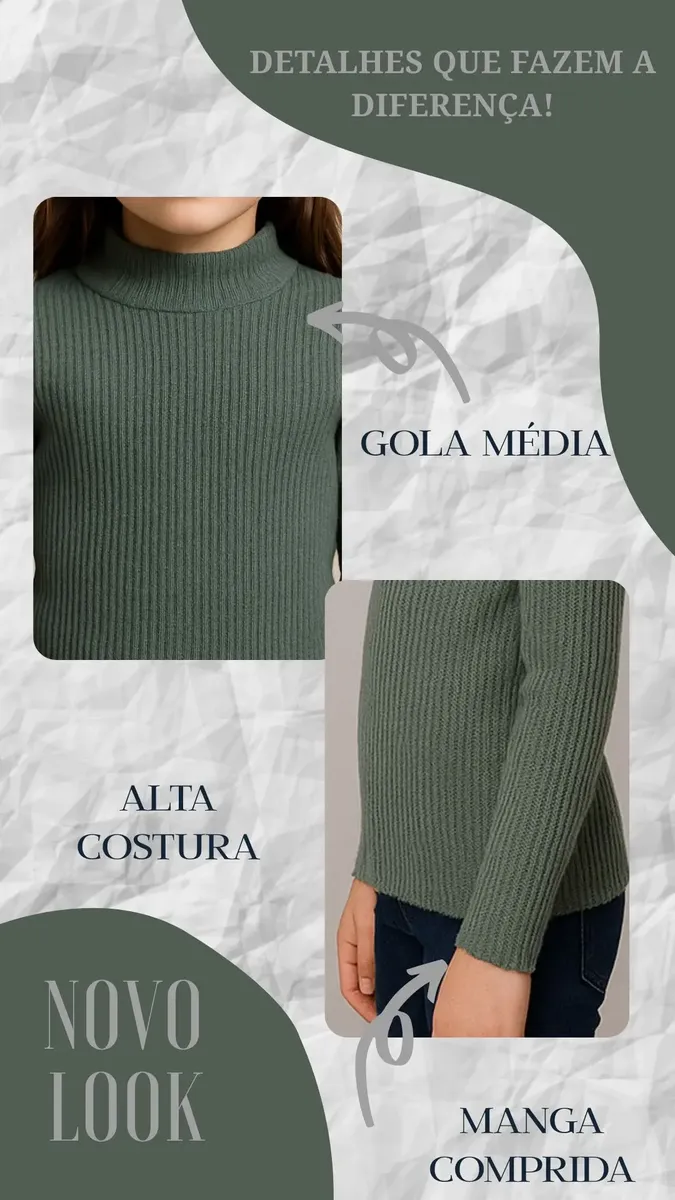 Blusa Cacharrel Inverno Meninas Quentinha Tricô 04 Ao 12 - Imagem 3