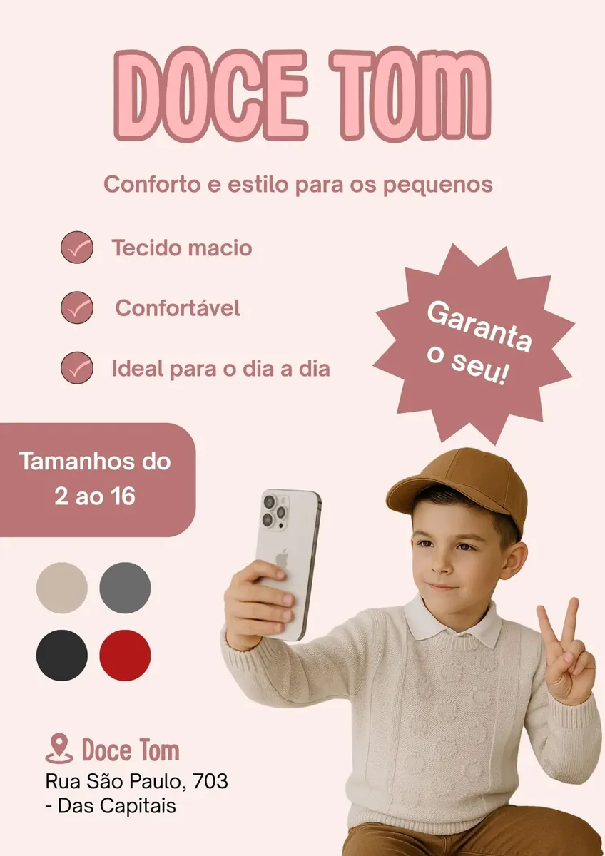Blusa Tricot Menino Manga Longa Casual Inverno 2025 Suéter