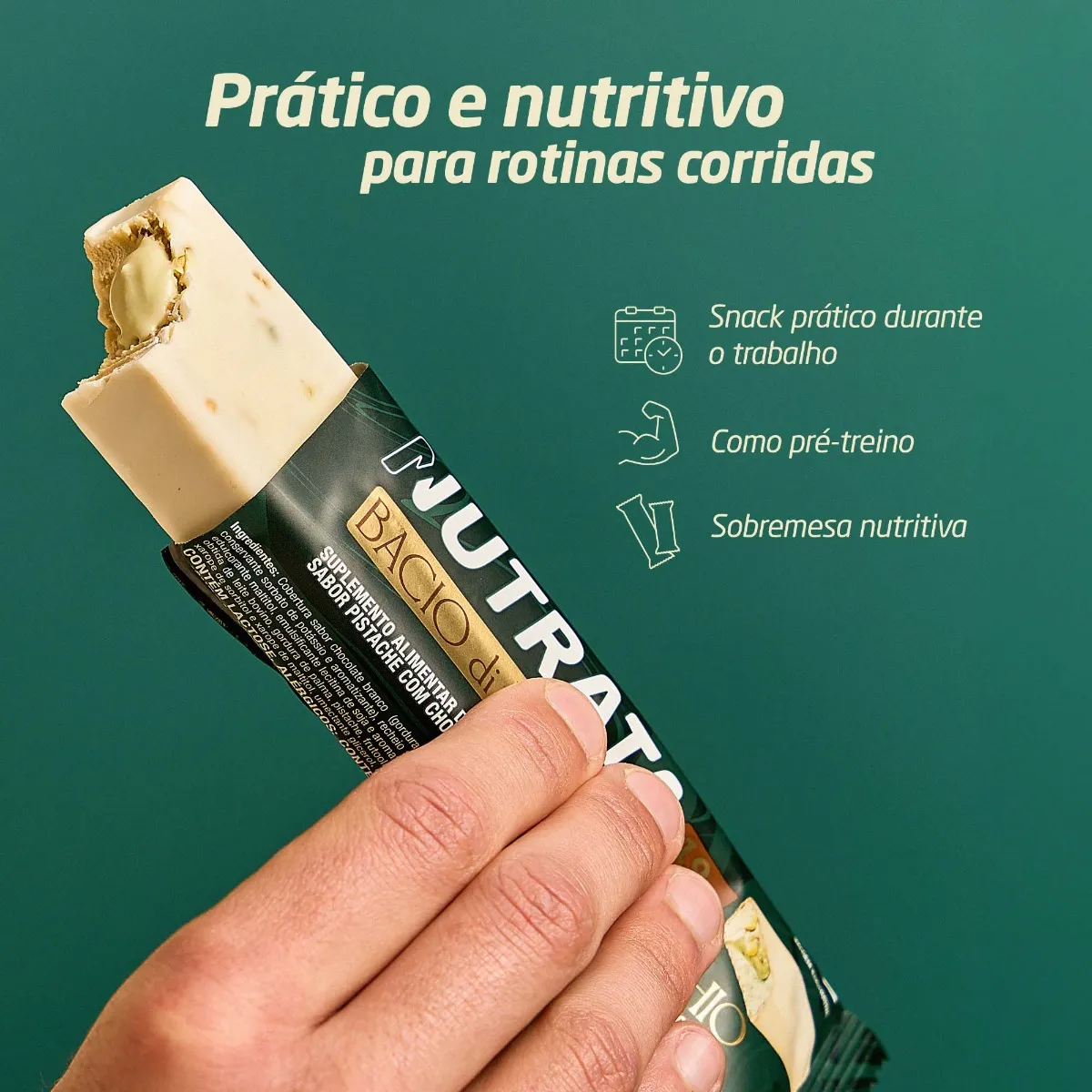 Barra Baccio de Latte 70g Display com 9 unidades Pistache Nutrata