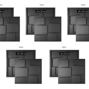 5 Formas Para Gesso - Faz Placa Gesso - 29x29cm - Kit Tokyo Preta
