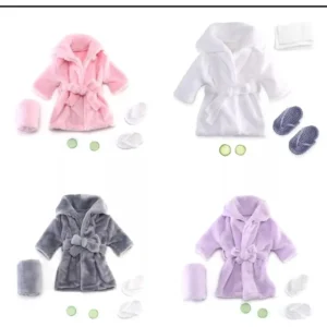 Body Newborn Roupão Saída De Banho Bebê Kit 4 Peças Fotogra