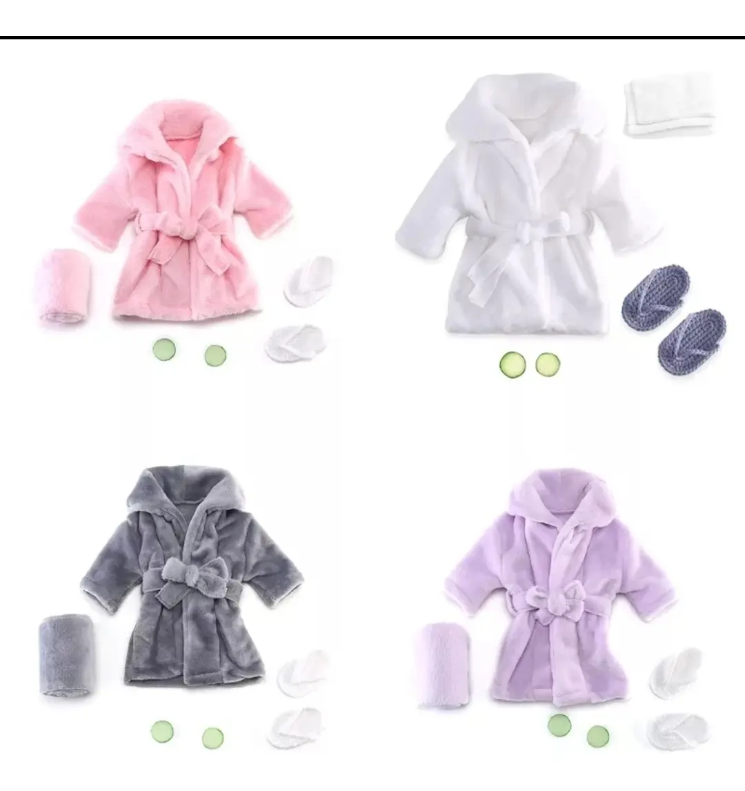 Body Newborn Roupão Saída De Banho Bebê Kit 4 Peças Fotogra