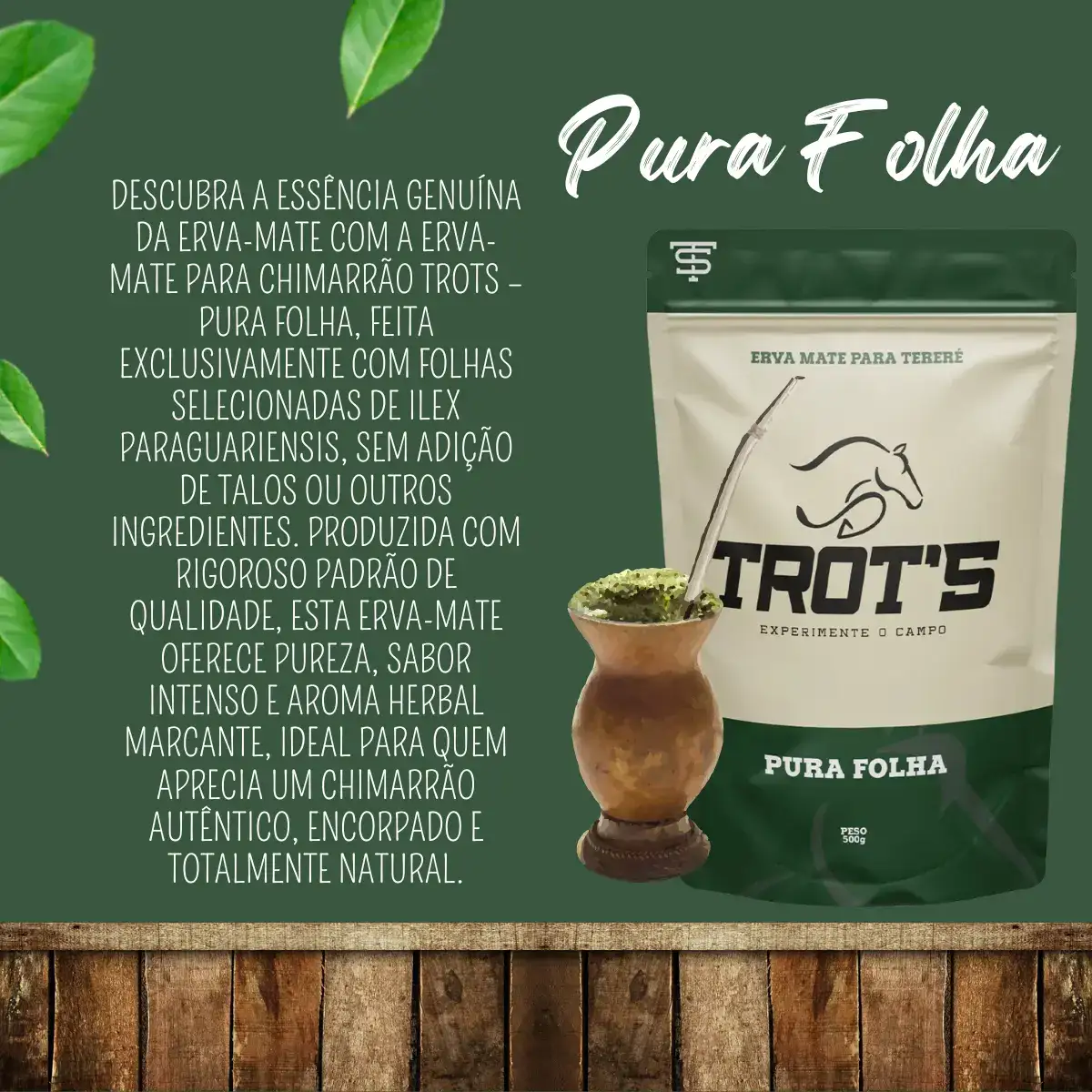 Erva Mate Tereré Premium Trot's 500g Sabor Pura Folha - Imagem 3