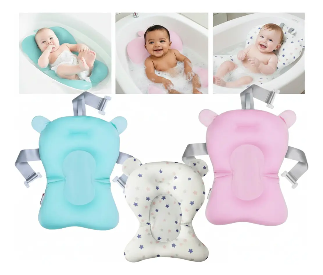 Almofada De Banho Para Bebê Teu Baby Infantil Anatômica Cor Azul