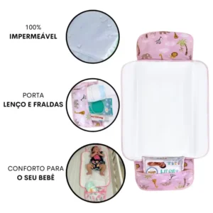 Trocador De Fralda Portátil Impermeável Com Bolso Compacto