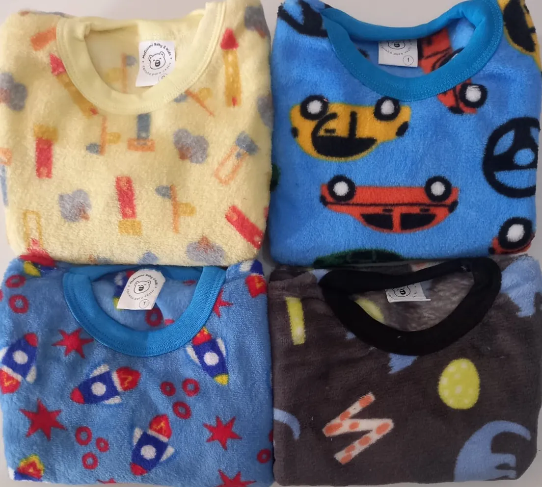 Conjunto Pijama Fleece Peluciado Bebê Infantil Menino P Ao 8 - Imagem 3