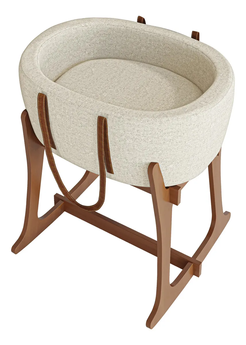 Berço Moisés Bebê Ninho Luxo Bouclé Com Função Balanço Apoio Bouclé Bege - Imagem 4