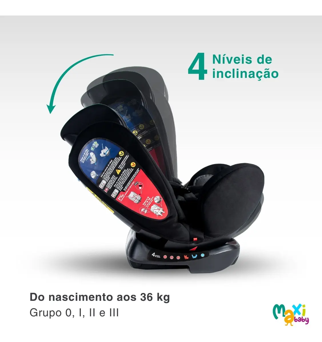 Cadeira de Carro Infantil 0 a 36Kg Elite 4 em 1 - Maxi Baby - Preto/Cinza Ônix - Imagem 4