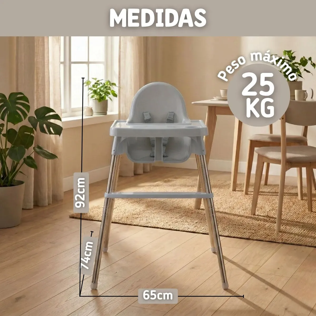 Cadeira De Refeição Portátil Para Bebê Alimentação Infantil Cinza - Imagem 6