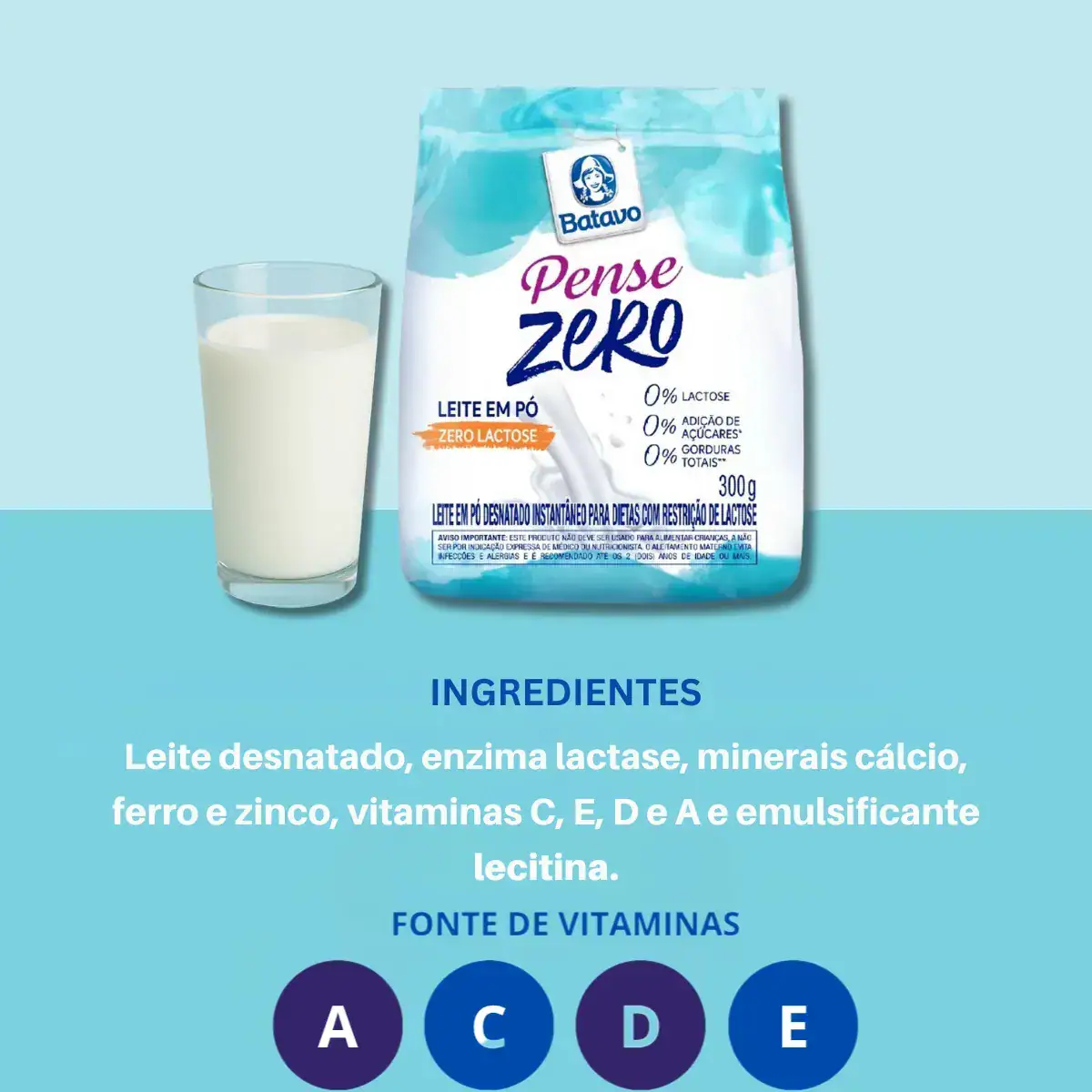 Leite Em Pó Desnatado Penze Zero Sem Gluten Sem Lactose 0% Gorduras E Adição De Açúcar Batavo