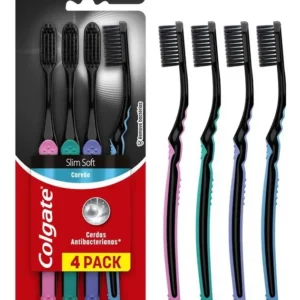 Kit de Escovas De Dentes Colgate Slim Soft Black Com 4 Unidades