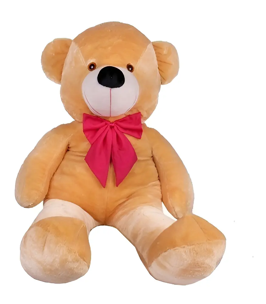Urso Gigante Grande Pelúcia Teddy Bear 90 Cm Doce De Leite Com Laço Pink LuckBaby - Imagem 4