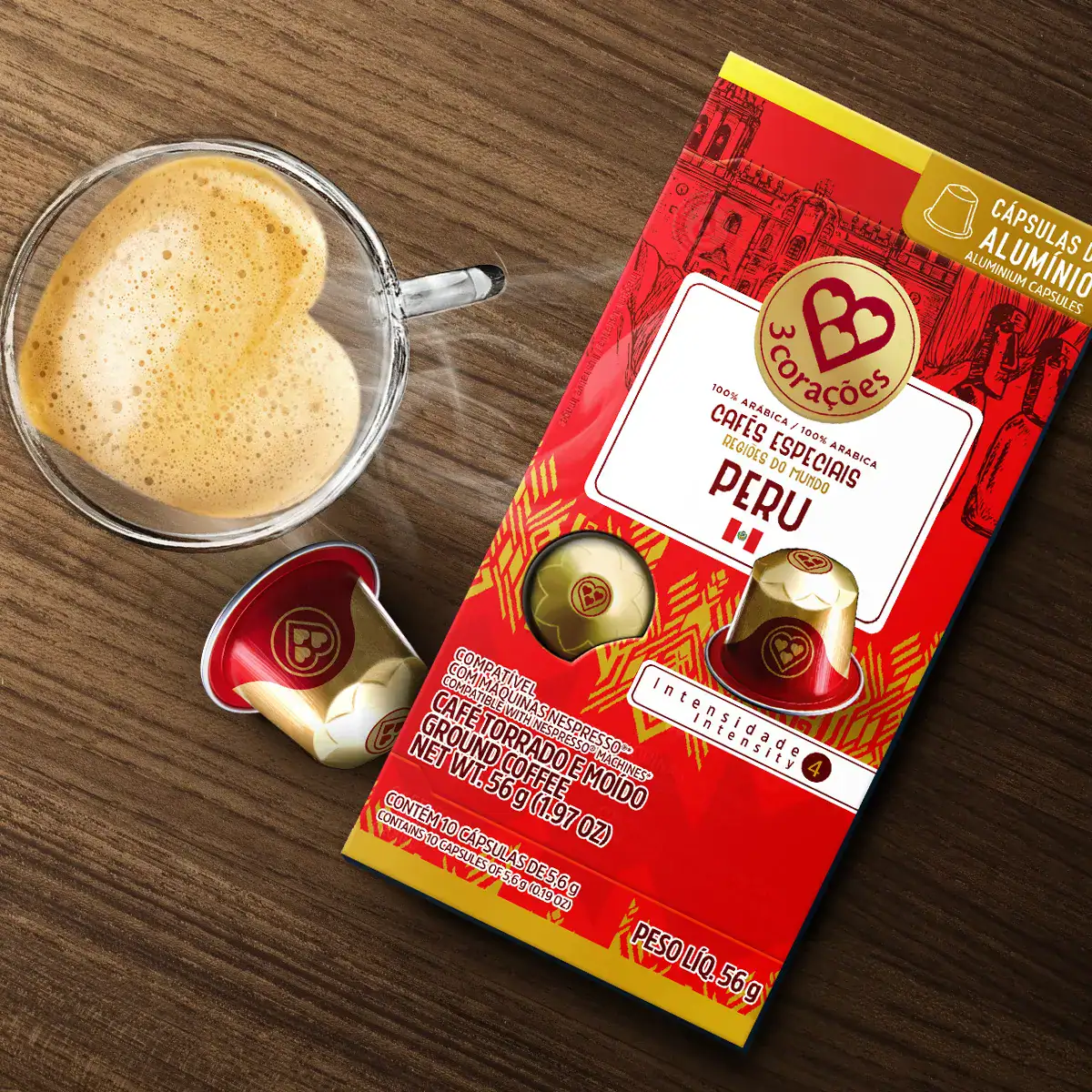 Cápsula de Café Compatíveis Nespresso® Regiões do Mundo Peru 3 Corações - 10 Unidade