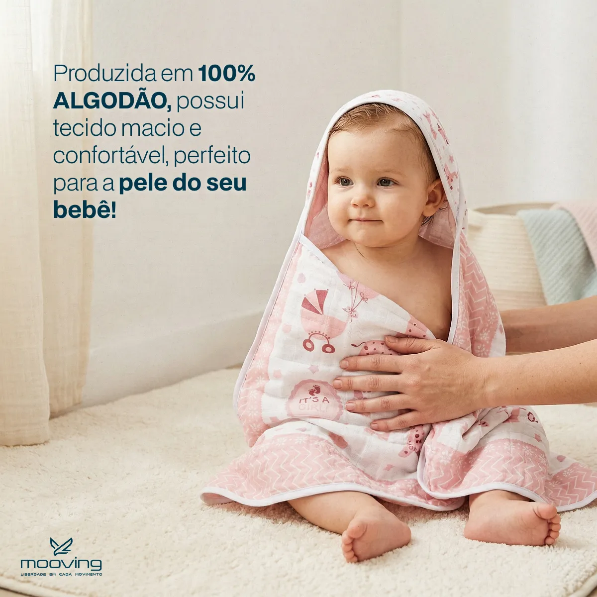 Tolha De Banho Felpa Com Capuz Forro Em Fralda Estampada - Imagem 4