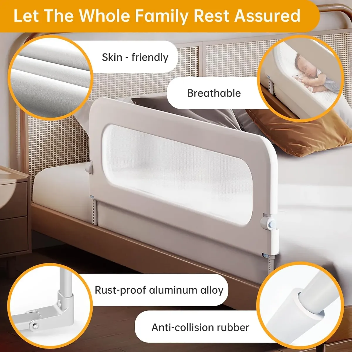 Grade Para Cama De Protecao Cama Luxo Alta Idoso Crianças - Imagem 4