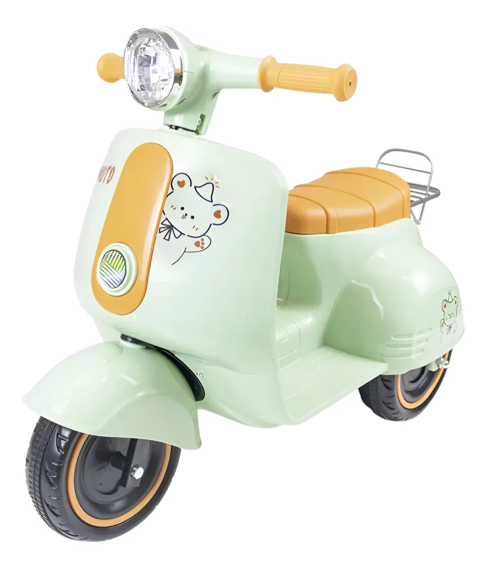 Triciclo Elétrico Infantil De Passeio Scooter 6v Com Musicas Verde