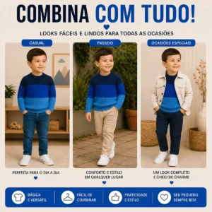 Blusa Cacharrel Inverno Meninos Infantil Quentinha Tricô