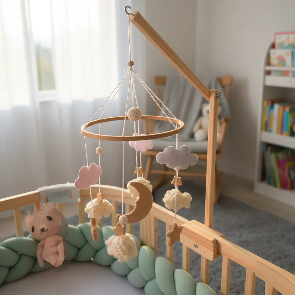 Suporte Mobile Infantil Madeira Altura Regulável Berço Bebê - Imagem 3